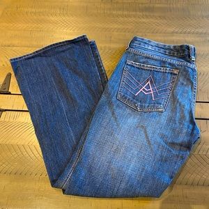 7 For All Mankind “A” Pocket Bootcut jeans size 30 featuring a pink back pocket